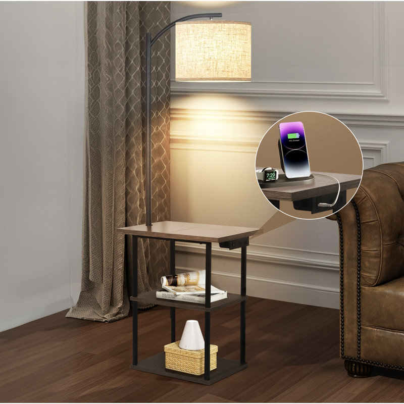 Coffee table with lamp attached online